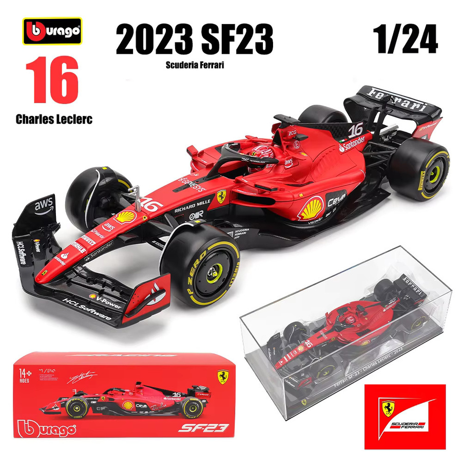 Bburago Ferrari SF25 Miami GP Lewis Hamilton, Formel-1-Legierungsmodellauto, 1:24, ab 14 Jahren - Bild 5