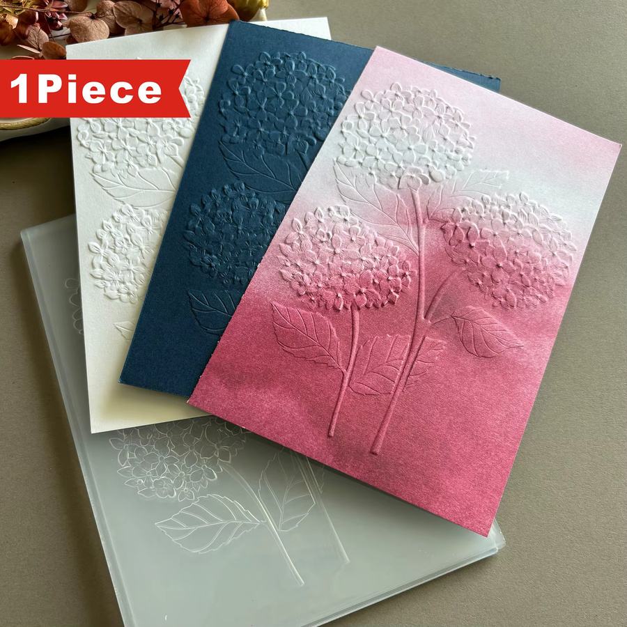 3D-geprägter Ordner mit Hortensien-Blumenmotiv in Weiß für DIY-Scrapbook und Kunsthandwerk - Bild 3