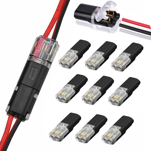 eoopee 2 Pin Universal Stecker D2 2-Draht Spannterminal Blöcke in Schwarz - Bild 1
