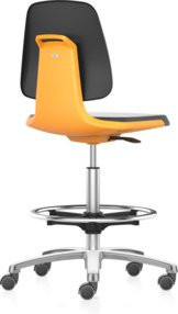 bimos Arbeitsstuhl Labsit mit Sitz-Stop-Rollen und Fußring, Farbe Orange, Stoffpolster, Sitzhöhe: 56,0 - 81,0 cm - Bild 1