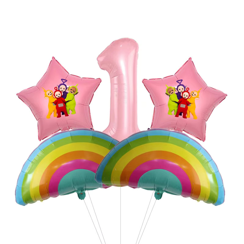 Bandai Teletubbies Geburtstags-Girlanden-Ballon-Set, Folienfiguren-Ballons, Latex-Globos, Kinder-Party Bogen-Deko, Globos-Kit - Bild 2