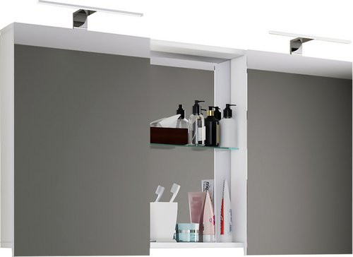 VCM Spiegelschrank Budasi in Weiss mit LED-Beleuchtung und ESG-Sicherheitsglas, B/H/T: 112 x 59 x 12 cm - Bild 1