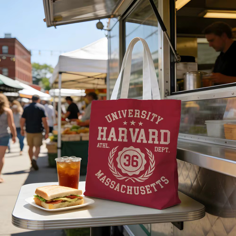 Harvard University Aufbewahrungstasche, waschbare und wendbare Einkaufstasche mit weißen Griffen - Bild 4
