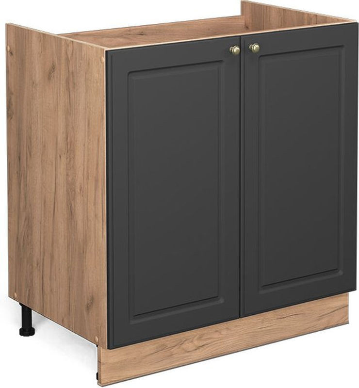 Vicco Spülenunterschrank Fame-line in Anthrazit und Gelb mit Drehtüren, Breite: 80 cm - Bild 1