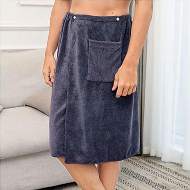 Wickelhandtuch für Herren aus Mikrofaser, verstellbare Spa-Hose, Grau, B/H: 70 x 140 cm - Bild 1