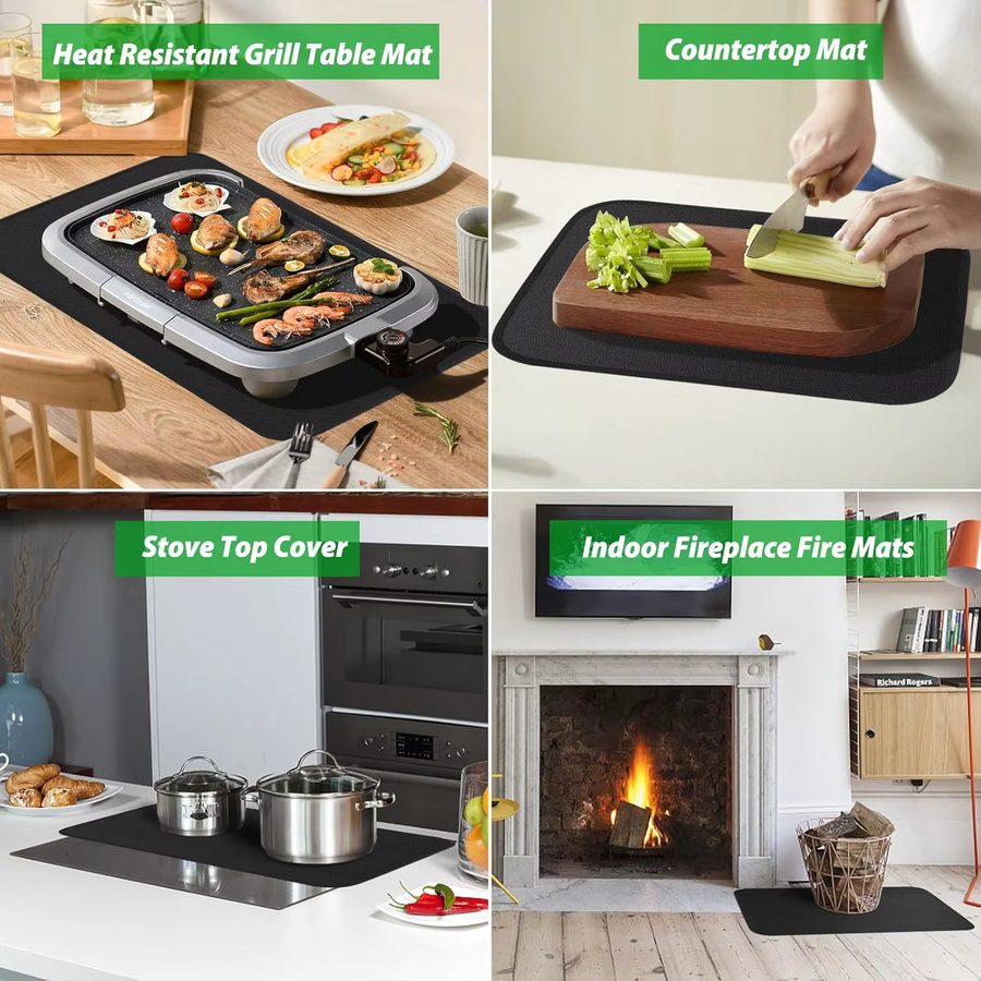 Amduine Hitzebeständige Silikonmatte als Unterlage für Heißluftfritteuse, Ofen und Grill, rechteckig, B/T: 46,0 x 38,0 cm, Farben: beige oder black - Bild 3