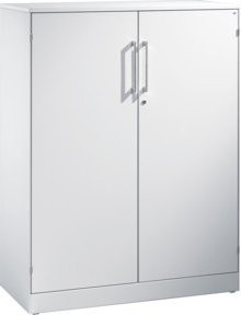 C+P Akten-Sideboard Asisto mit Drehtüren und Schloss, Lichtgrau, H: 131,0 cm, B: 100,0 cm, T: 43,5 cm - Bild 1