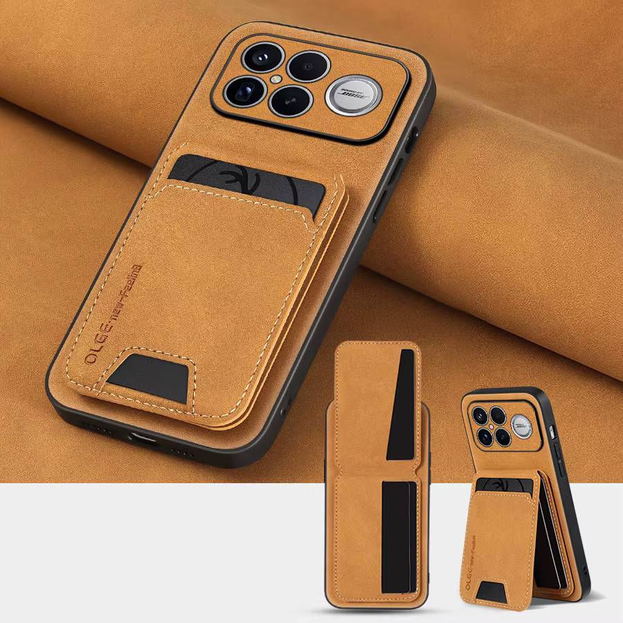 Luxuriöse Leder-Handyhülle mit integriertem Kartenhalter für Xiaomi Redmi Note 15 15R 15C Turbo 5 K80 K90 Pro Max in Braun - Bild 3