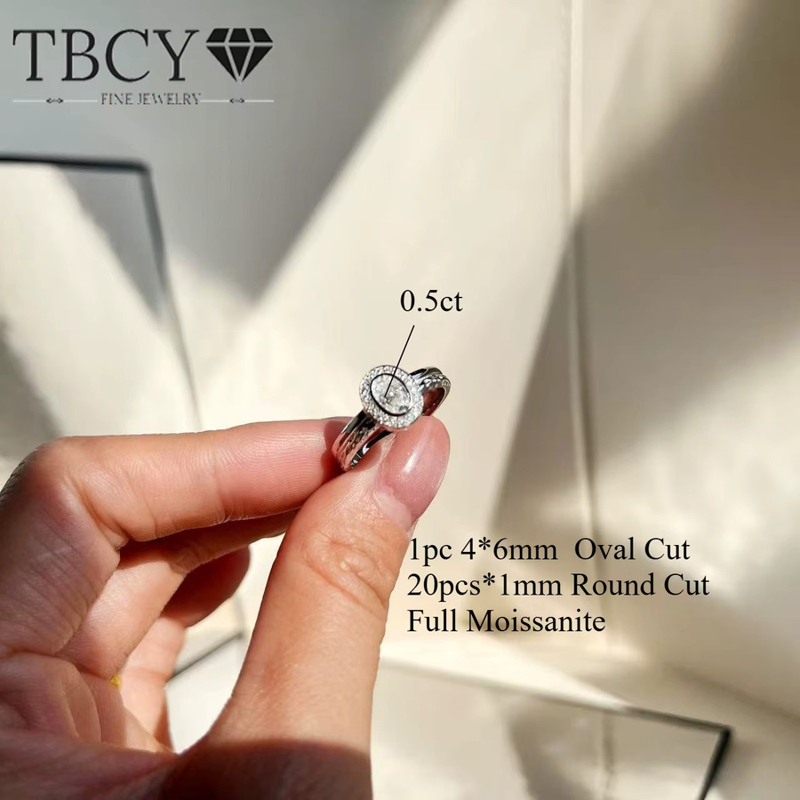TBCYD Moissanit-Ring, 925 Silber, oval geschliffen, Damen - Bild 3