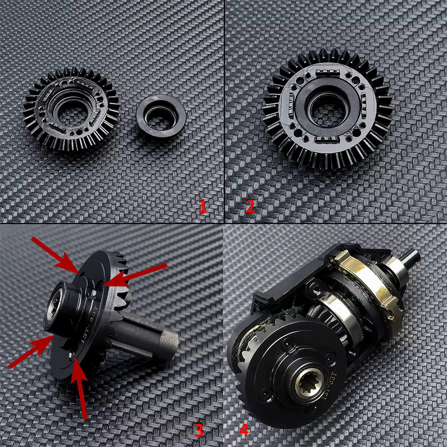AXSPEED Differential Ritzel, 13T & 33T, für UDR Unlimited Desert Racer 1/7 RC Auto Upgrade Teile, Metall, Schwarz - Bild 5