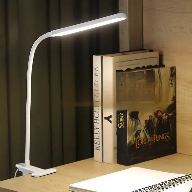 Lyfs LED-Schreibtischlampe zum Anklipsen in Weiß mit USB-Anschluss, dimmbar und verstellbar mit 3 Farbmodi für Büro und Zuhause - Bild 1