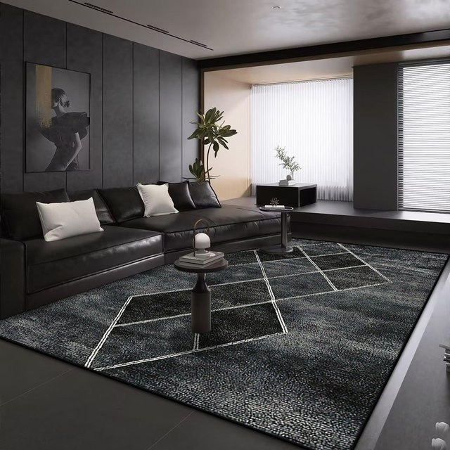 Karpetti Wohnzimmerteppich mit modernem geometrischem Design in Schwarz, rutschfest und waschbar, B/T: 120 x 160 cm - Bild 1