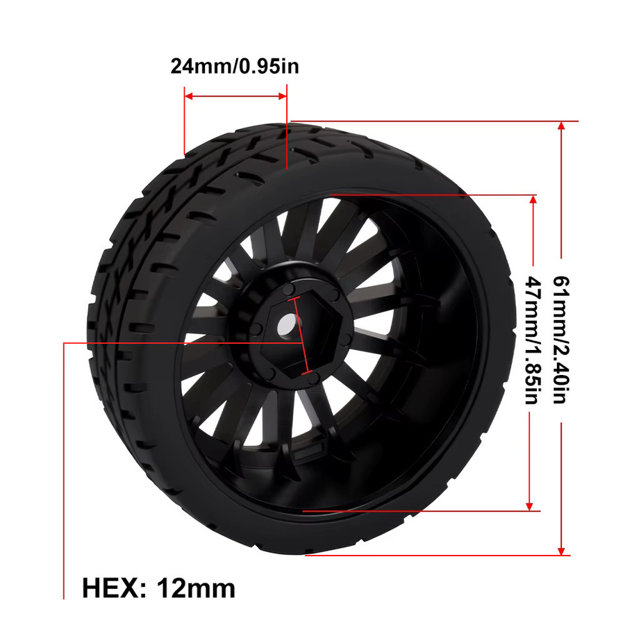 ZD Racing RC Autoreifen, Gummireifen, 2-teiliges Set, 1:12 - Bild 3