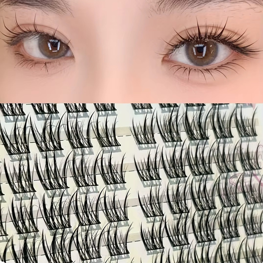 Mixiaohe Cartoon Cluster Wimpern, 100 Stück, C-Curl, 10-13mm, Natürlich - Bild 2