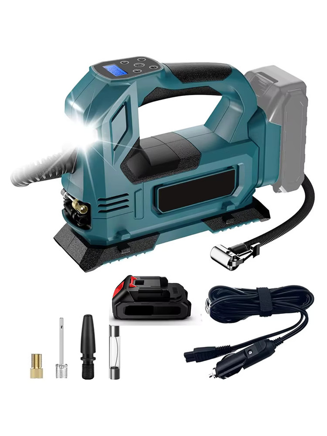 Lpnove Schnurlose elektrische Luftpumpe als Autoreifen-Luftkompressor mit LED-Licht für Makita 18 V Akku, Blau - Bild 5