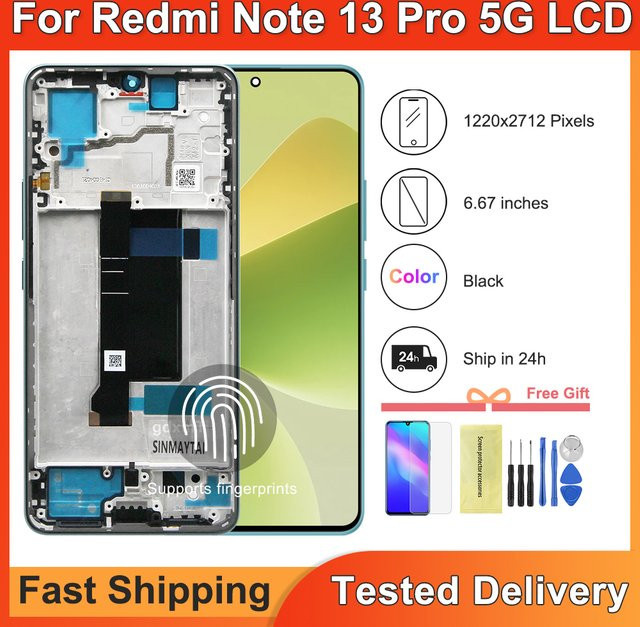 Xiaomi Redmi Note 13 Pro 5G OLED Display mit 6.67 Zoll LCD Touch Panel Digitizer Montage Ersatzbildschirm für Modell 2312DRA50C - Bild 1