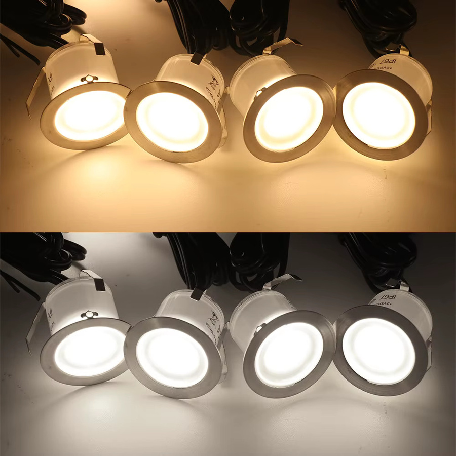 KISUFU LED-Deckleuchte für den Außenbereich, wasserdichte runde Bodenstrahler für Garten und Treppen, warmweiß, DC12V, 10er Set - Bild 5