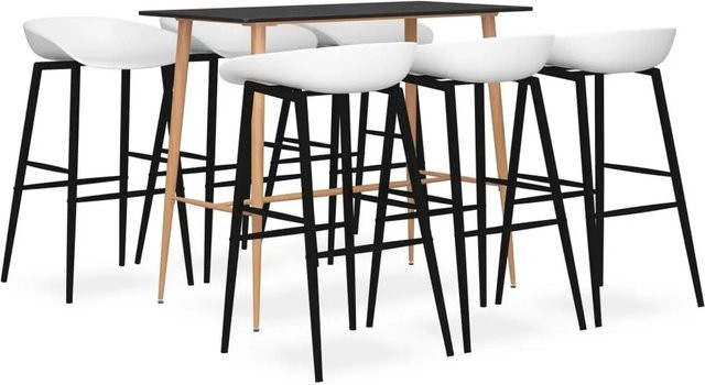 vidaXL 7-teiliges Bar-Set in Schwarz und Weiß für Bars, Pubs und Restaurants - Bild 1