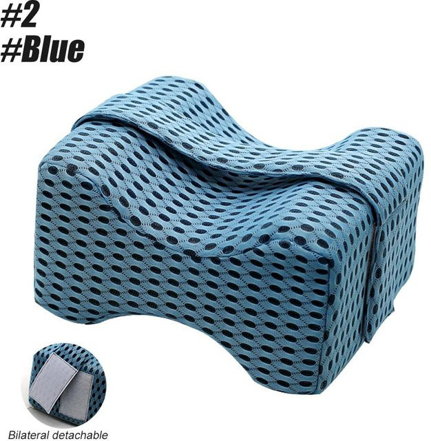 Yiran Health & Beauty Quadratisches Memory-Schaum-Kissen für Schwangere in Blau mit Baumwollbezug zur Beinentlastung und Knieunterstützung für die Seitenlage - Bild 1
