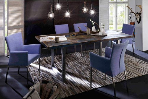 SIT Tisch TABLES & CO aus Altholz und Stahl in Silber und Multicolour, H: 76,5 cm, B: 85 cm - Bild 1