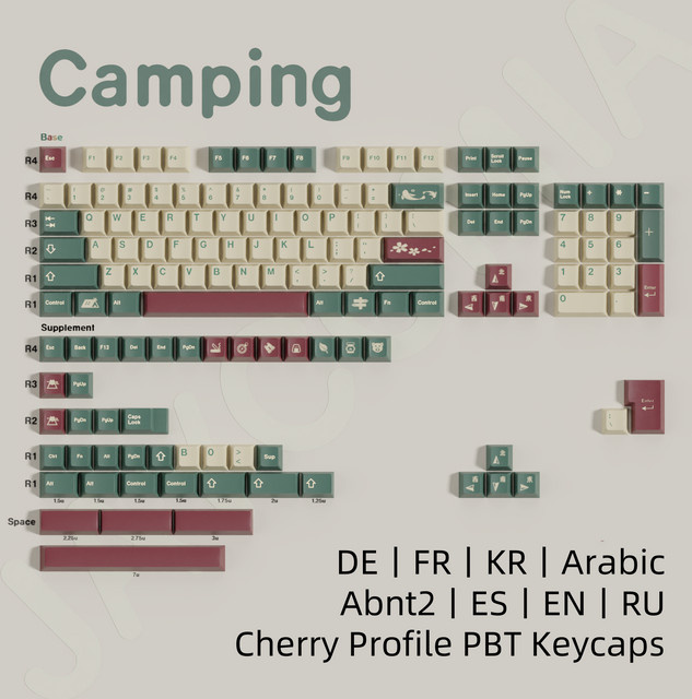 Jaycomia Keycaps Camping Kirsch Profil PBT Set für Alice Layout in Multicolour - Bild 1
