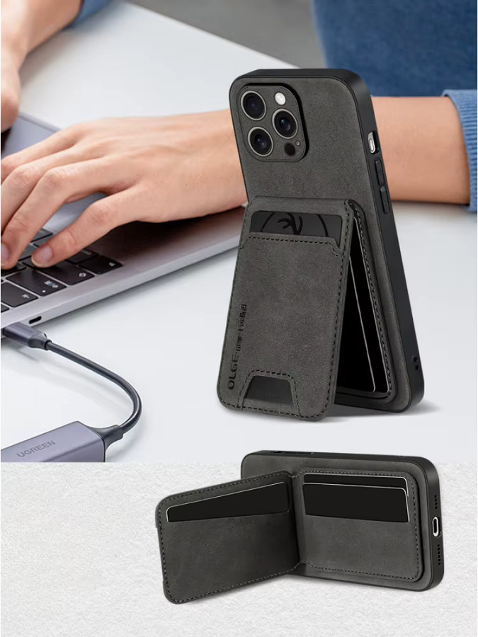 Luxuriöse iPhone Handyhülle aus PU-Leder mit Kartenhalter und Brieftaschen-Funktion in Grün - Bild 6