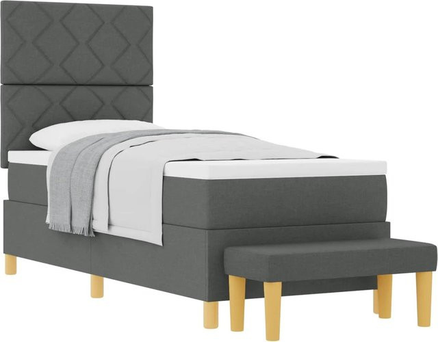 vidaXL Boxspringbett mit Matratze in Dunkelgrau, modernes Design aus Stoff und Holz, B/T/H: 80 x 200 x 128 cm - Bild 1