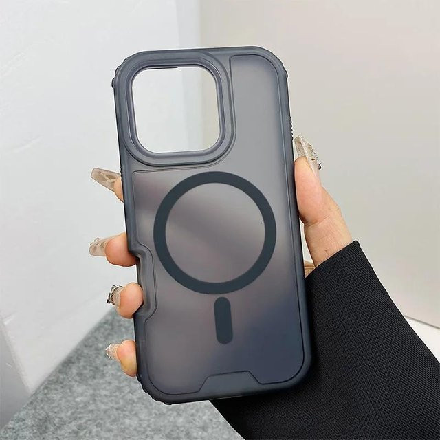 Stoßfeste MagSafe Handyhülle von Bai Fen Bai-Digital 3C für iPhone 11 bis iPhone 16 Pro Max, mattierte Panzerabdeckung, Schwarz - Bild 1