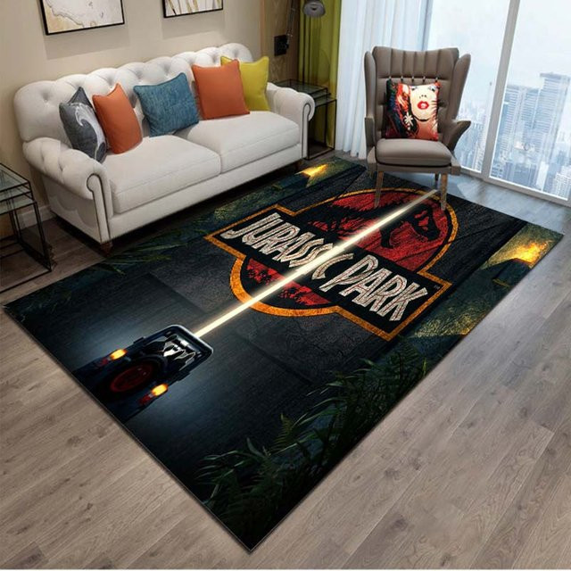 UQIDEHOME Jurassic Park Dinosaurier Bereichsteppich, rutschfeste und waschbare Bodenmatte für Kinderzimmer, Wohnzimmer oder Schlafzimmer, Mehrfarbig, B/T: 60 x 40 cm - Bild 1