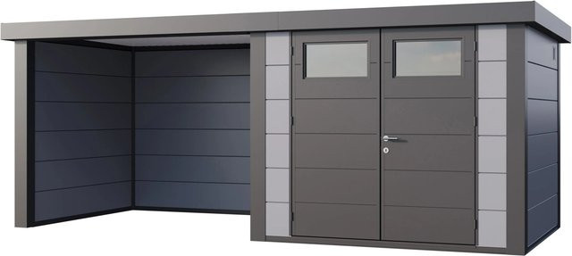 Telluria Gerätehaus Classico aus Stahl in Grau, B/T/H: 572 x 258 x 219 cm - Bild 1