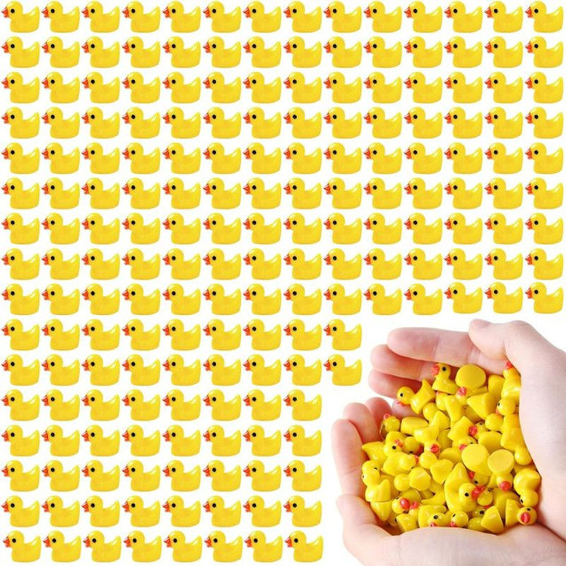 200 Stück Mini-Enten aus Kunstharz in Gelb für Gartenhandwerk und Dekoration - Bild 1