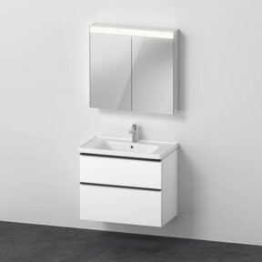 Duravit D-Neo Möbel-Set für das Badezimmer mit Waschtisch-Unterbau und Spiegelschrank Universal, Weiß Matt, Breite: 80 cm, Tiefe: 48 cm - Bild 1