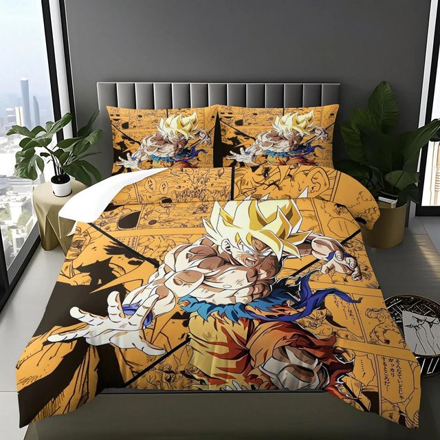 Binchi Fitness Anime Bettwäsche Set Dragon Ball mit Bettbezug und Kissenbezügen, Mehrfarbig, B/H: 135 x 200 cm - Bild 1