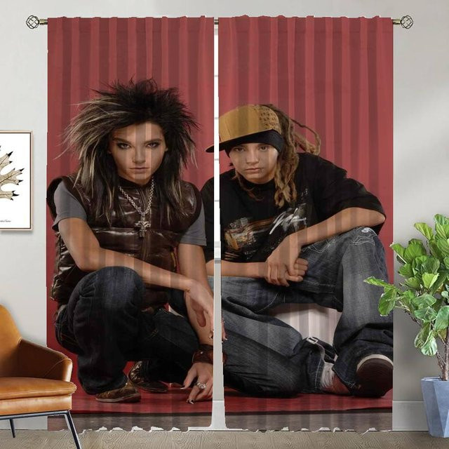 Tokio el Tulle Verdunkelungsvorhänge Set aus 2 Stück, moderne Vorhänge für Schlafzimmer und Wohnzimmer, Farbe: Rot, Breite: 50 cm, Höhe: 70 cm - Bild 1
