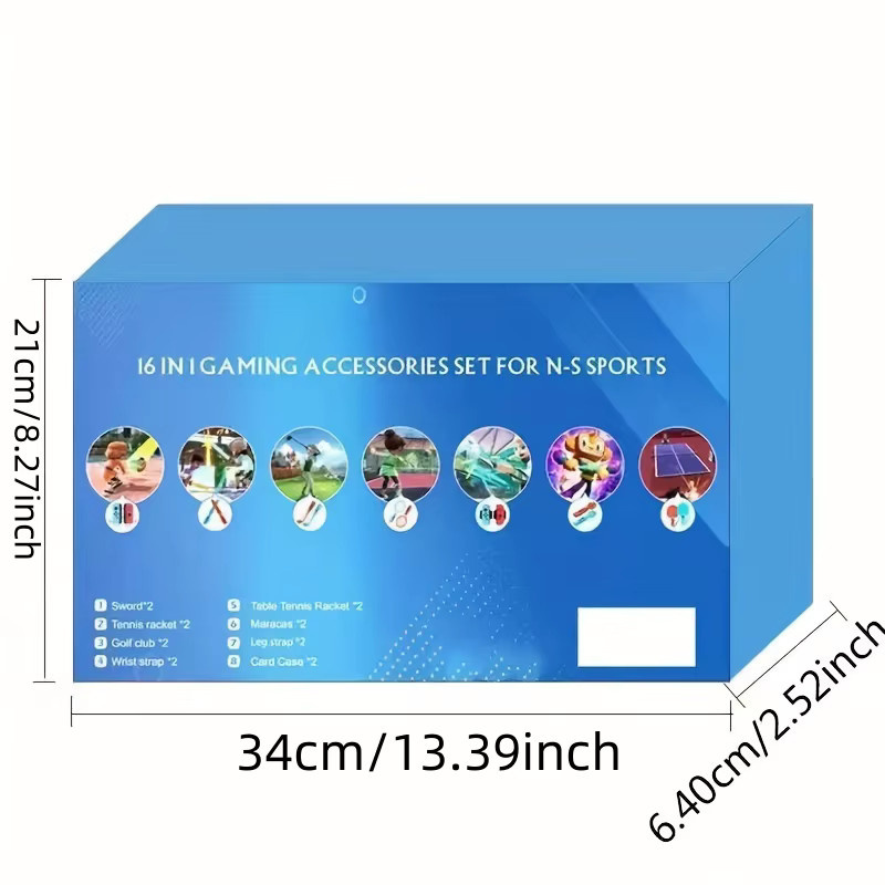 Benicabaly 16-in-1 Switch Sports Zubehör-Bundle für Nintendo Switch OLED, Sportzubehör-Set mit Golfschlägern in Multicolour - Bild 2