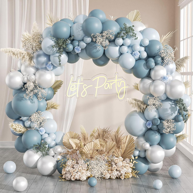 QIFU Macaron Ballon-Girlandenbogen-Set in Blau für Geburtstag, Hochzeit und Babyparty - Bild 1