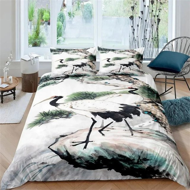 Naturlandschaft Bettbezug-Set aus Mikrofaser mit Kissenbezügen, Weiß, B/H: 140 x 200 cm - Bild 1