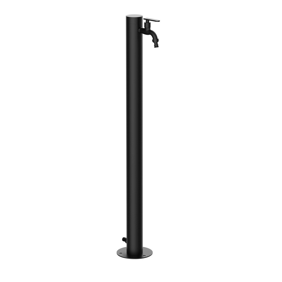 GardWell Wasserzapfstelle Comfort Round Schwarz aus Edelstahl mit modernem Design, Aufputzmontage, Höhe: 93 cm, Durchmesser: 5 cm - Bild 2