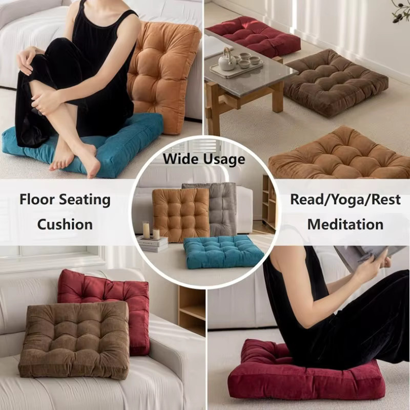 Inyahome Quadratisches Getuftetes Cord-Bodenkissen als Komfortables Tatami-Stuhlkissen für Zuhause und Büro - Bild 4