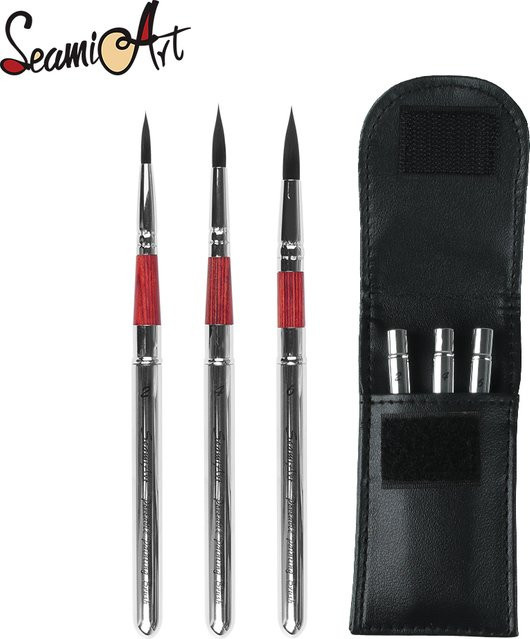 SeamiArt Malpinsel Set mit tragbarer PU Pinsel Tasche und kurzen Haltern für Aquarell und Journal - Bild 1