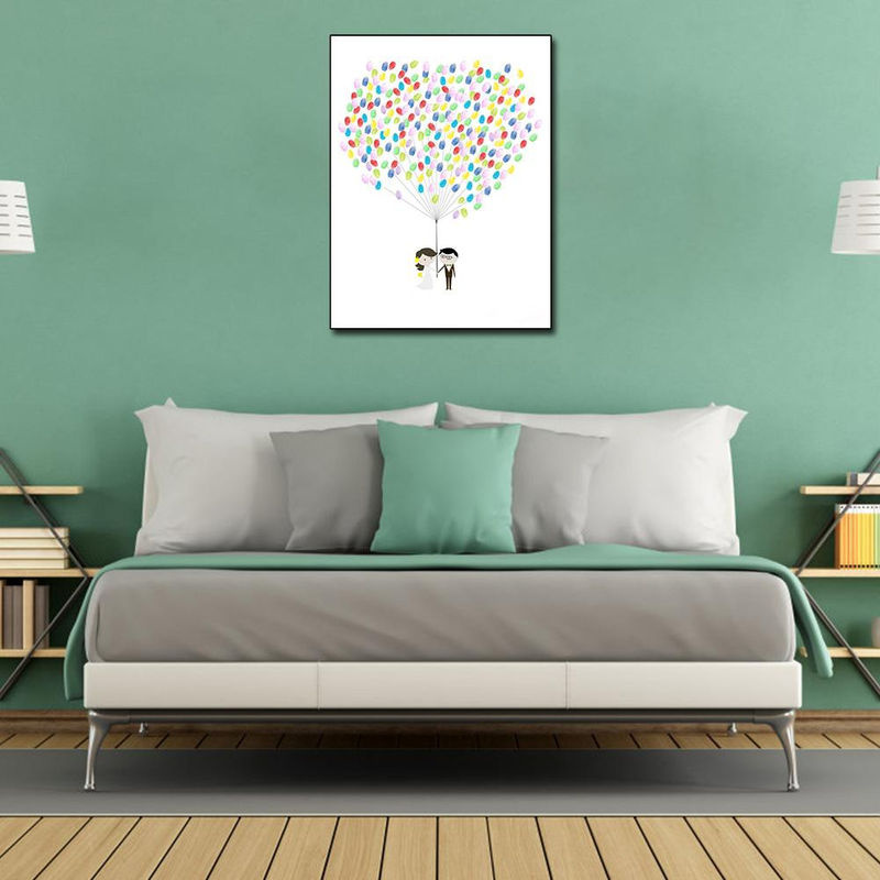 DIY Fingerabdruckmalerei für Hochzeiten mit Braut und Bräutigam Motiv auf Chemiefaserleinwand in Multicolor - Bild 3