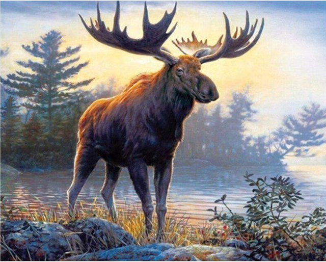FIYO DIY Diamantmalerei mit runden Steinen Motiv Tiere in Schwarz und Multicolour B/H: 20 x 30 cm - Bild 1
