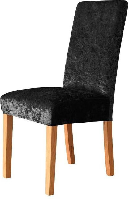 Elastischer Stuhlbezug aus Samt mit Gold-Diamant-Muster von Yiran Furniture in Schwarz, passend für Esszimmerstühle mit mittelhoher Rückenlehne, B/T/H: 23 x 18 x 3 cm - Bild 1