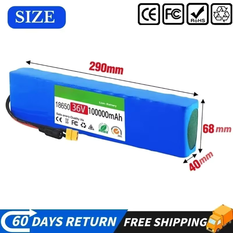 Ddadache Lithium-Ionen-Akku 36V 100Ah Blau, 10S3P 18650 Akku-Pack mit BMS und Ladegerät für Elektrofahrzeuge, Roller und modifizierte Fahrräder - Bild 2