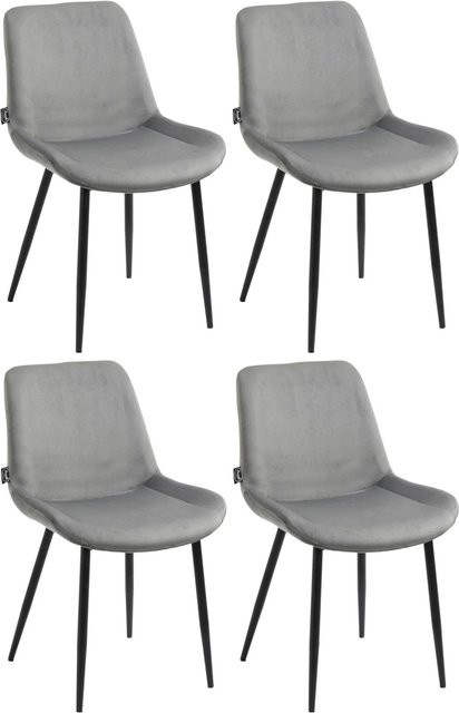 4er Set Esszimmerstühle DELUKE WIKIL aus Samt in Grau mit matt schwarzem Metallgestell, H: 80 cm, B: 51 cm, T: 60 cm - Bild 1