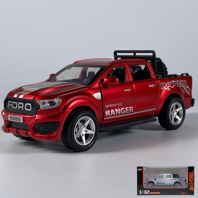 Linyi toy car Ford Ranger Raptor Stil Offroad Pickup F350 Livery Edition Modellauto, 1:32, Metall, Rot, ab 18 Jahre - Bild 1