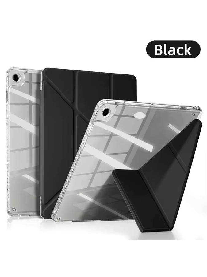 Hansong Schutzhülle für Samsung Galaxy Tab A9 und Tab A11 Plus 11 Zoll mit Stifthalter, dreifach faltbarem Standfuß, Smart Cover und weicher TPU-Rückseite in Schwarz - Bild 3