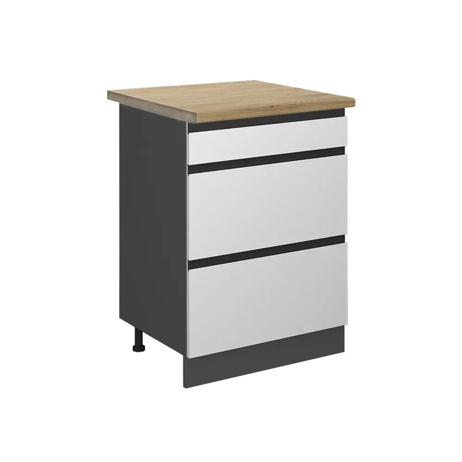 Vicco Küchenunterschrank R-Line in Weiß/Anthrazit mit Schubladen und Eiche-Optik, B/T/H: 60 x 60 x 81,6 cm - Bild 2