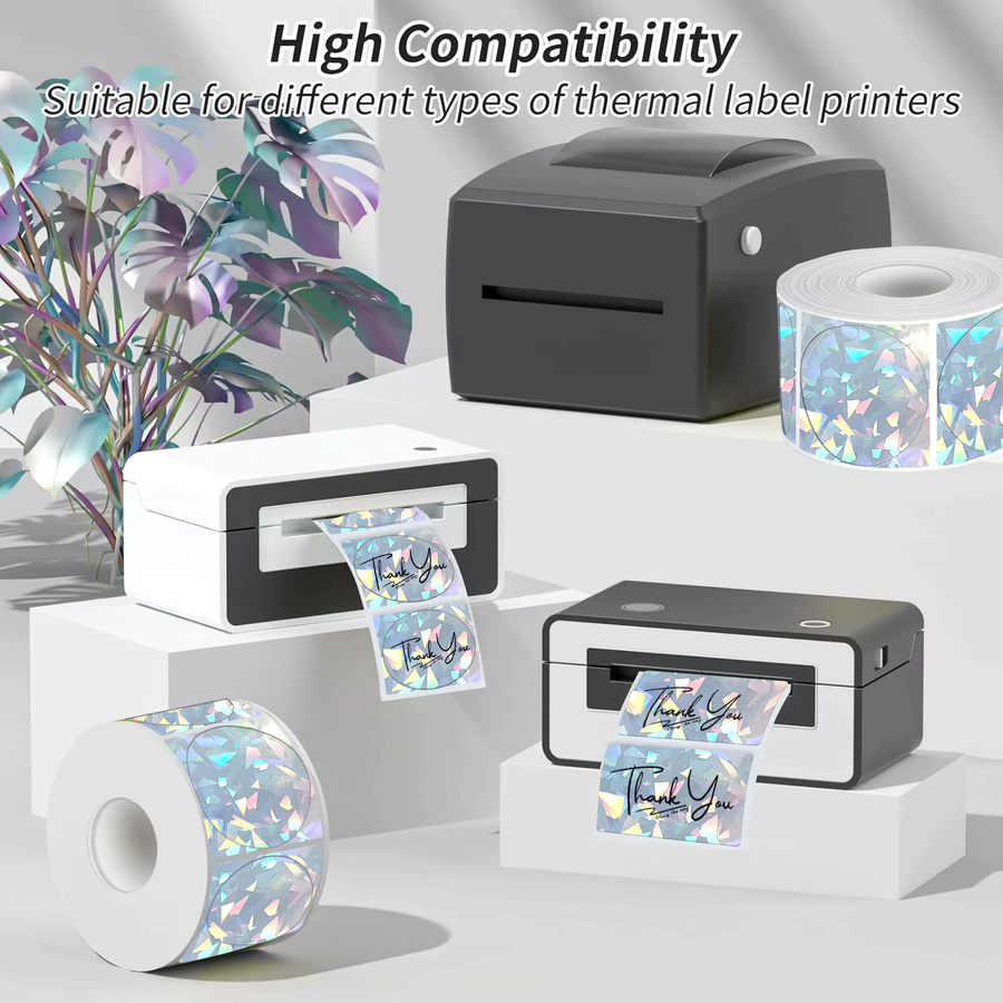 MUNBYN Nelko holografische Laser-Glitzer-Aufkleber in Multicolour für DIY Siegel, Logos und Barcodes, passend für 241BT 246S D520 - Bild 2