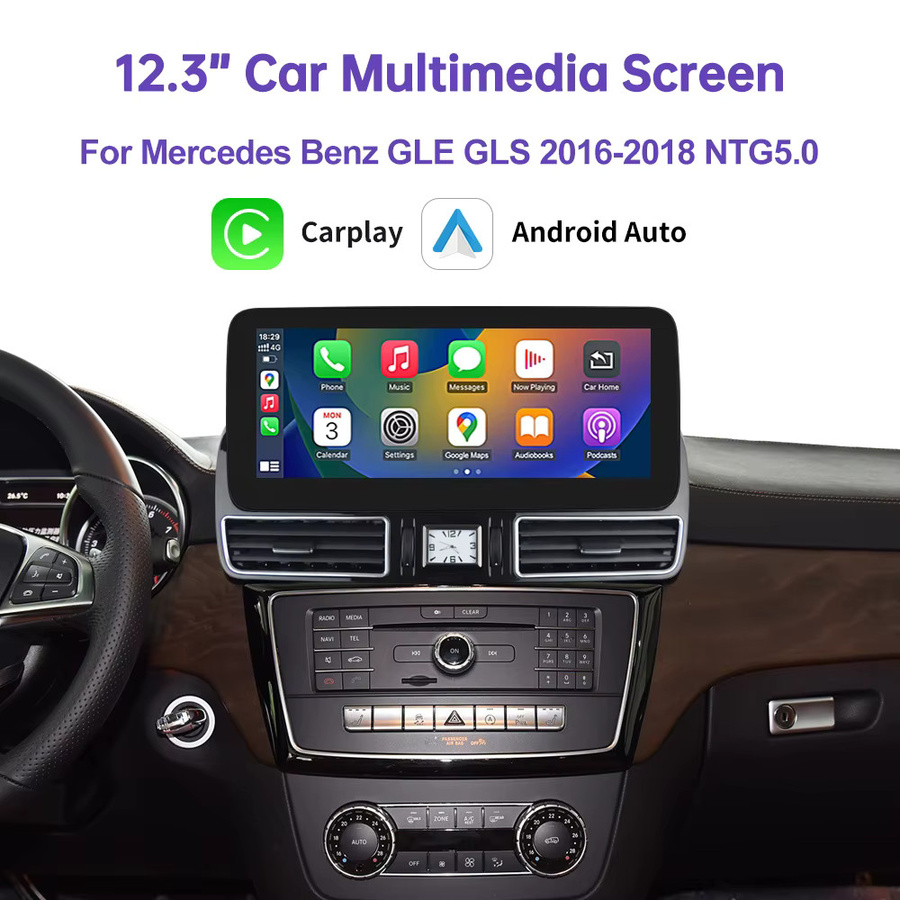Road Top 12,3 Zoll Linux Touchscreen Multimedia Autoradio mit Android Auto und Wireless CarPlay für Mercedes Benz GLE GLS 2016-2018 in Schwarz - Bild 7